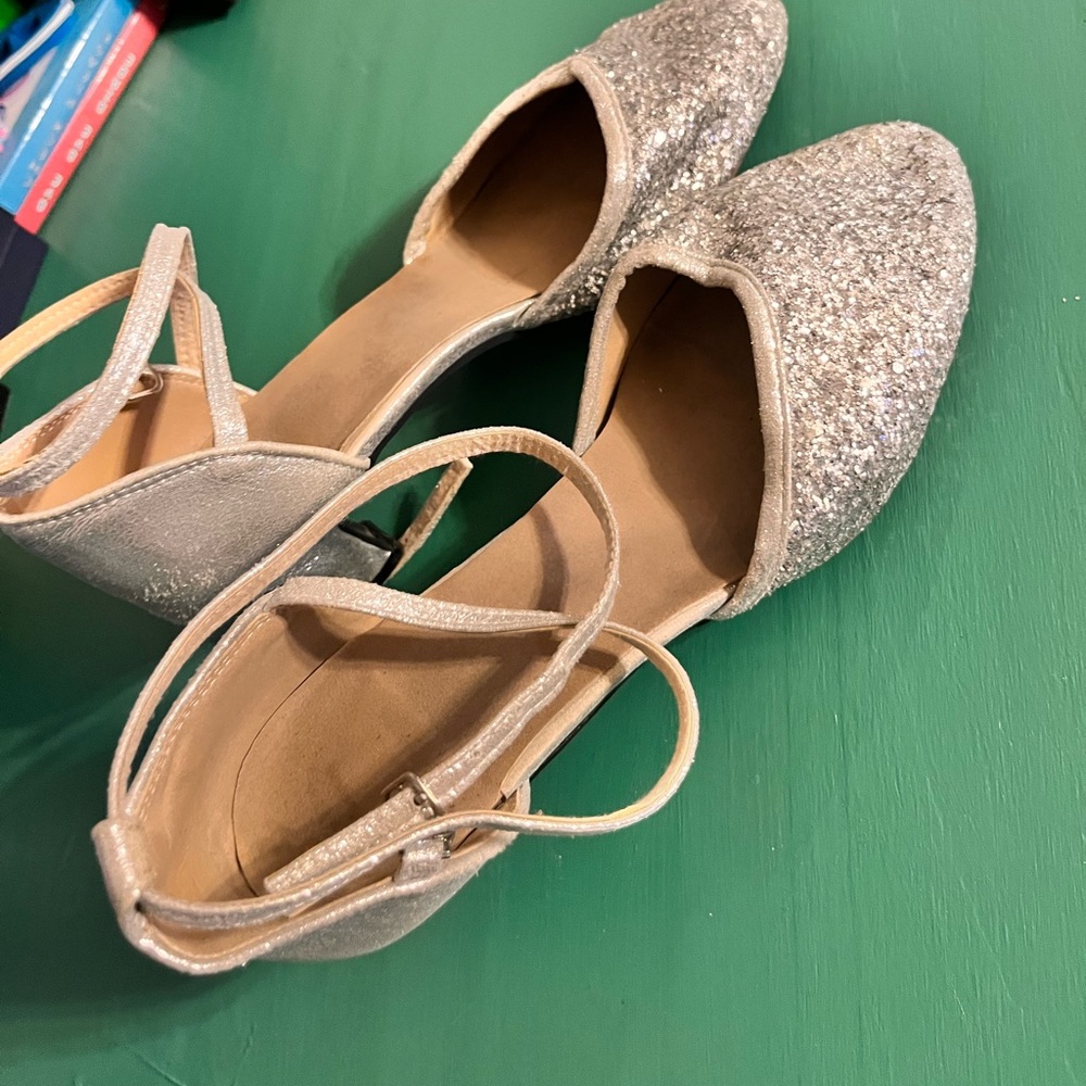 Silver sparkly heels